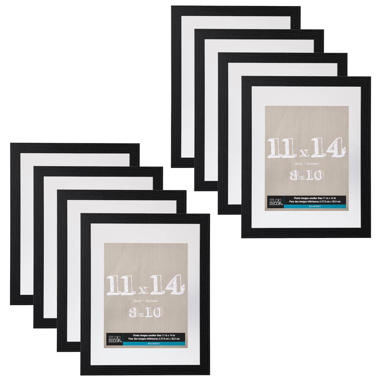 8 Pack: Black 11" x 14" Float Frame, Belmont by Studio Décor®